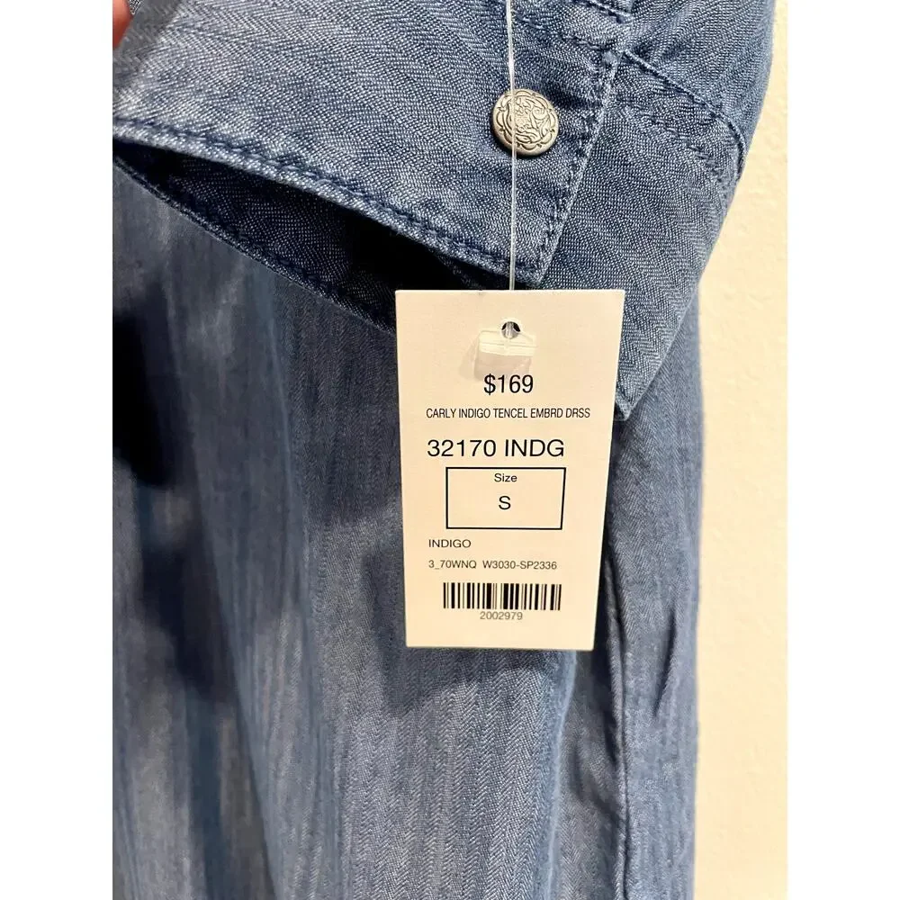 NWT Overland Carley Indigo Tencel Embroidered Dress (S)